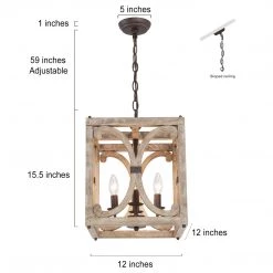 Lighting LNC Rustic Cube Geometric Chandelier-4 Lights-Clearance