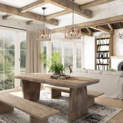 Lighting LNC Rustic Cube Geometric Chandelier-4 Lights-Clearance