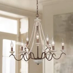LNC Antiqued Country Rustic Chandelier-Open Box Lighting