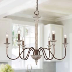 LNC White French Country Chandelier- 6 Lights Hot Sale