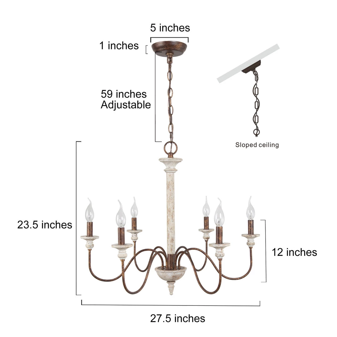 LNC White French Country Chandelier- 6 Lights Hot Sale 7 LNC White French Country Chandelier- 6 Lights Hot Sale