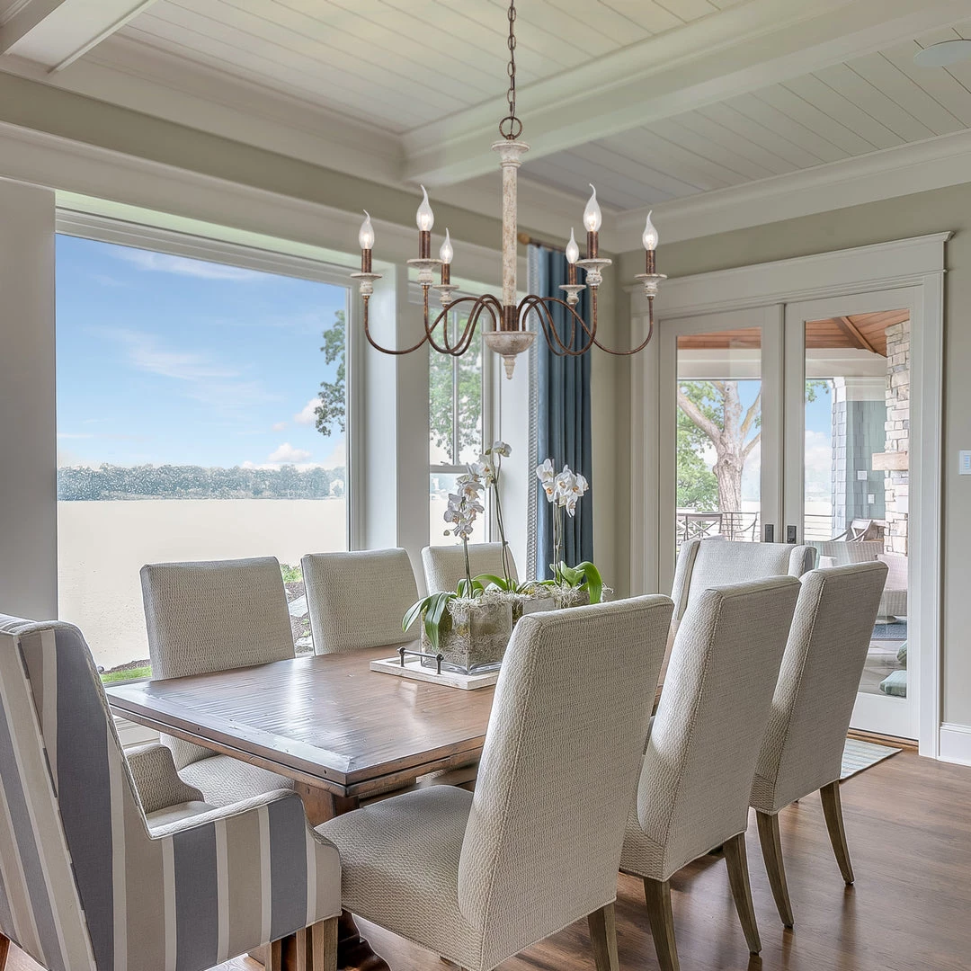 LNC White French Country Chandelier Open Box Lighting 6 LNC White French Country Chandelier Open Box Lighting