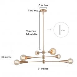 Modern LNC Minimalist Gold Contemporary Chandelier-6 Lights