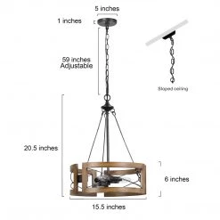 LNC Rustic Drum Chandelier-3 Lights Hot Sale