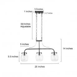 LNC Modern Island Chandelier, Black Wide Chandelier-Clearance Lighting