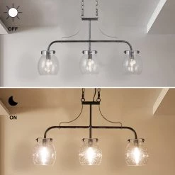 LNC Modern Island Chandelier, Black Wide Chandelier-Clearance Lighting