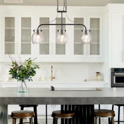 LNC Modern Island Chandelier, Black Wide Chandelier-Clearance Lighting