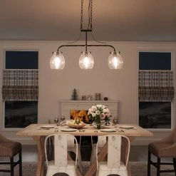 LNC Modern Island Chandelier, Black Wide Chandelier-Clearance Lighting