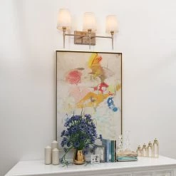 LNC Modern Milk Glass Shades Bathroom Light-3 Lights