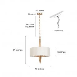 Uolfin Lighting LNC Modern Drum Chandelier, White Drum Chandelier, Gold Kitchen Chandelier-Clearance