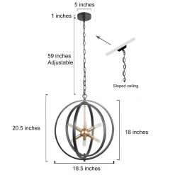 LNC Modern Globe Chandelier-3 Lights