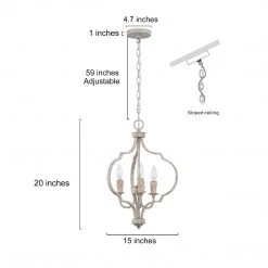 Hot Sale LNC White French Country Chandelier-3 Lights