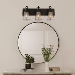 Uolfin LNC Rustic Vanity Light, 3 Light Bathroom Vanity Light