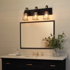 Uolfin LNC Rustic Vanity Light, 3 Light Bathroom Vanity Light