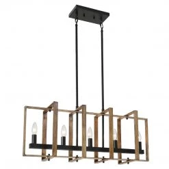 LNC Rectangle Rustic Island Light-5 Lights