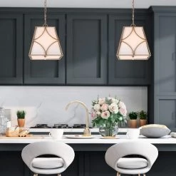 Uolfin LNC Gold Milk Glass Chandelier-Clearance