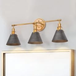 Modern LNC Silver Grey Fixture Vanity Light-3 Lights