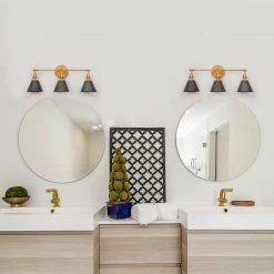 Modern LNC Silver Grey Fixture Vanity Light-3 Lights