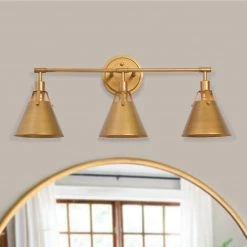Modern LNC Vintage Gold Vanity Light-3 Lights