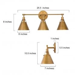 Modern LNC Vintage Gold Vanity Light-3 Lights