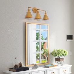 Modern LNC Vintage Gold Vanity Light-3 Lights