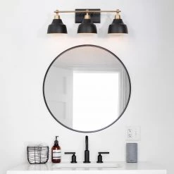 Modern LNC Matt Black Vanity Light-3 Lights