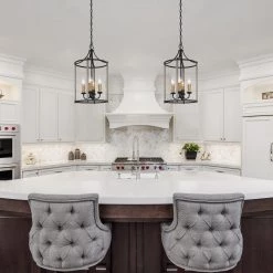 LNC Candle Cage Chandelier, Rustic Lantern Chandelier, Dark Grey & Black-Clearance Lighting