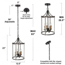 LNC Candle Cage Chandelier, Rustic Lantern Chandelier-Clearance Lighting