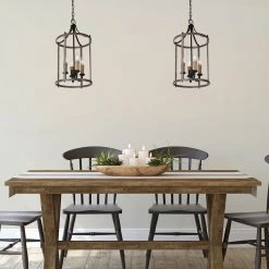LNC Candle Cage Chandelier, Rustic Lantern Chandelier-Clearance Lighting