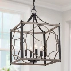Hot Sale LNC Modern Farmhouse Lantern Chandelier-4 Lights