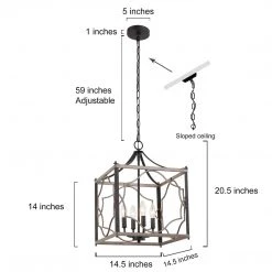 Hot Sale LNC Modern Farmhouse Lantern Chandelier-4 Lights