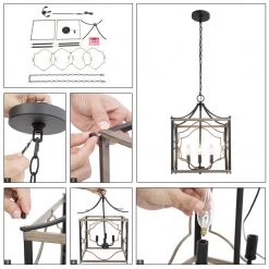 Hot Sale LNC Modern Farmhouse Lantern Chandelier-4 Lights