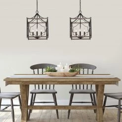 Hot Sale LNC Modern Farmhouse Lantern Chandelier-4 Lights