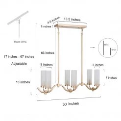 Modern LNC Cream Cylinder Glass Shades Chandelier-6 Lights
