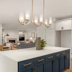 Modern LNC Cream Cylinder Glass Shades Chandelier-6 Lights