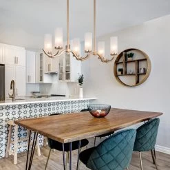 Modern LNC Cream Cylinder Glass Shades Chandelier-6 Lights