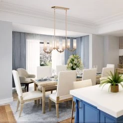 Modern LNC Cream Cylinder Glass Shades Chandelier-6 Lights