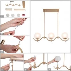 LNC Modern Globe Kitchen Island Chandelier-Clearance Lighting