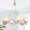 LNC Modern Chandelier With Cream Globe Glass Shades-6 Lights Hot Sale