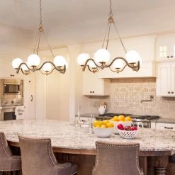 LNC Modern Chandelier With Cream Globe Glass Shades-6 Lights Hot Sale