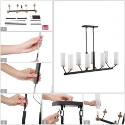 LNC Candle Kitchen Island Chandelier Open Box Lighting