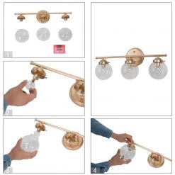 LNC Modern Bathroom Light-3-light, Polished Gold