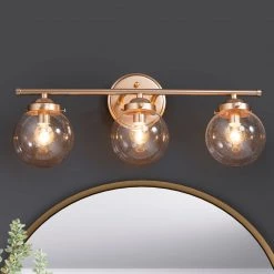 LNC Modern Bathroom Light-3-light, Polished Gold