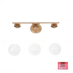 LNC Modern Gold Bathroom Light With 3 Milk Globe Glass Shades