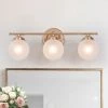 LNC Modern Gold Bathroom Light With 3 Milk Globe Glass Shades