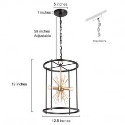 Modern Lighting LNC Gold Mini Starburst Chandelier-4 Lights