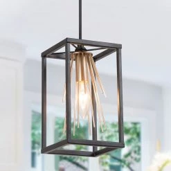 Modern LNC Gold Starburst Chandelier, Mini Cube Chandelier