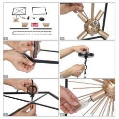 Modern LNC Gold Starburst Chandelier, Cube Chandelier