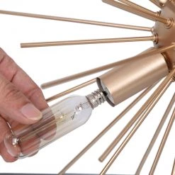 Modern LNC Gold Starburst Chandelier, Cube Chandelier