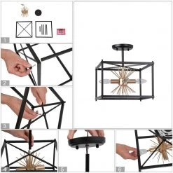 Modern Lighting LNC Gold Starburst Semi-flush Ceiling Light